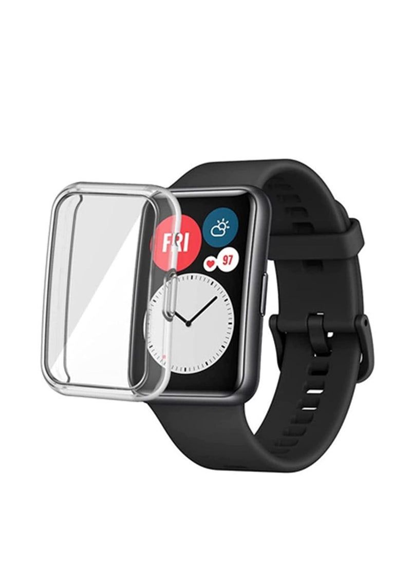 Case Compatible for Huawei Watch FIT Screen Protector 2 Pcs Soft TPU Protective Cover Full Coverage Scratch Proof Bumper Frame Clear
