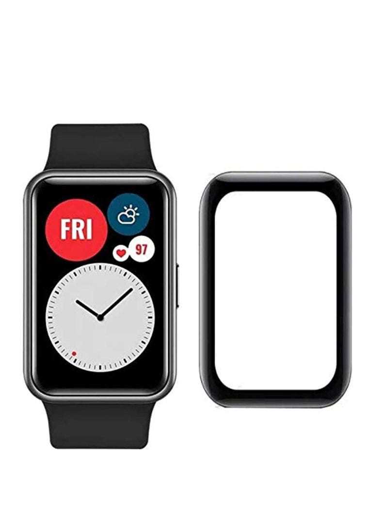 Case Compatible for Huawei Watch FIT Screen Protector 2 Pcs Soft TPU Protective Cover Full Coverage Scratch Proof Bumper Frame Clear