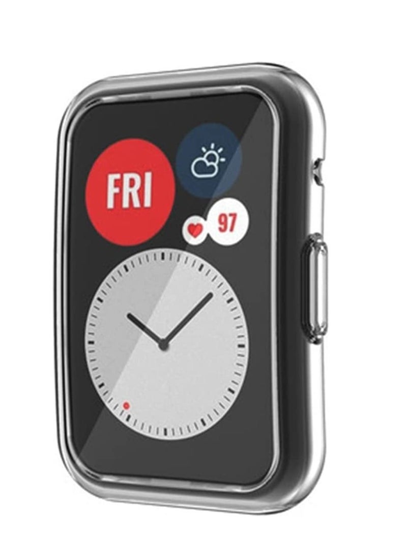 Case Compatible for Huawei Watch FIT Screen Protector 2 Pcs Soft TPU Protective Cover Full Coverage Scratch Proof Bumper Frame Clear