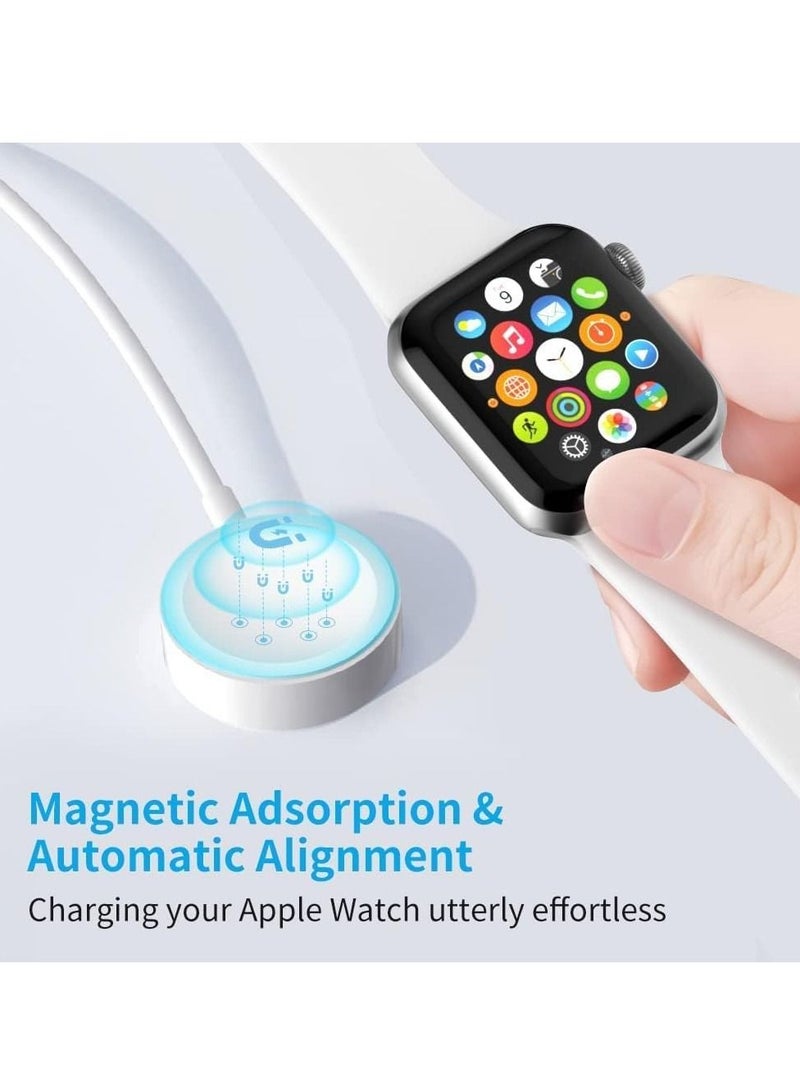 USB C Watch Charger, Magnetic Charging Cable, 4.9 ft/2m, 2 in 1 iPhone Charger for Apple Series SE/8/7/6/5/4/3/2/1 14/13/12/11 Pro/Pro Max/XS Max/XS/XR