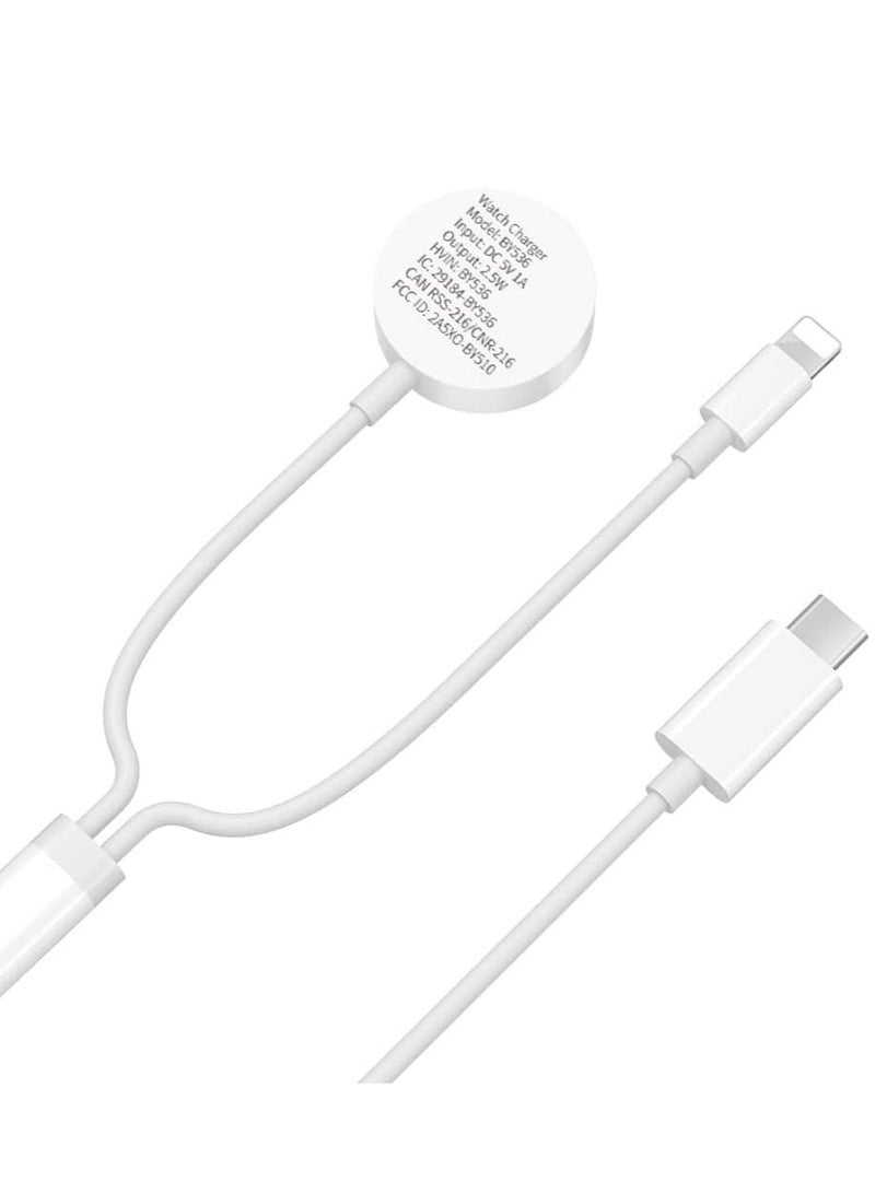 USB C Watch Charger, Magnetic Charging Cable, 4.9 ft/2m, 2 in 1 iPhone Charger for Apple Series SE/8/7/6/5/4/3/2/1 14/13/12/11 Pro/Pro Max/XS Max/XS/XR