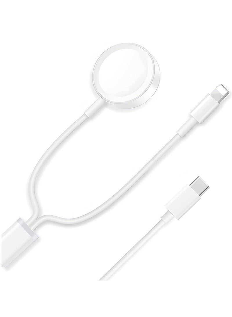 USB C Watch Charger, Magnetic Charging Cable, 4.9 ft/2m, 2 in 1 iPhone Charger for Apple Series SE/8/7/6/5/4/3/2/1 14/13/12/11 Pro/Pro Max/XS Max/XS/XR