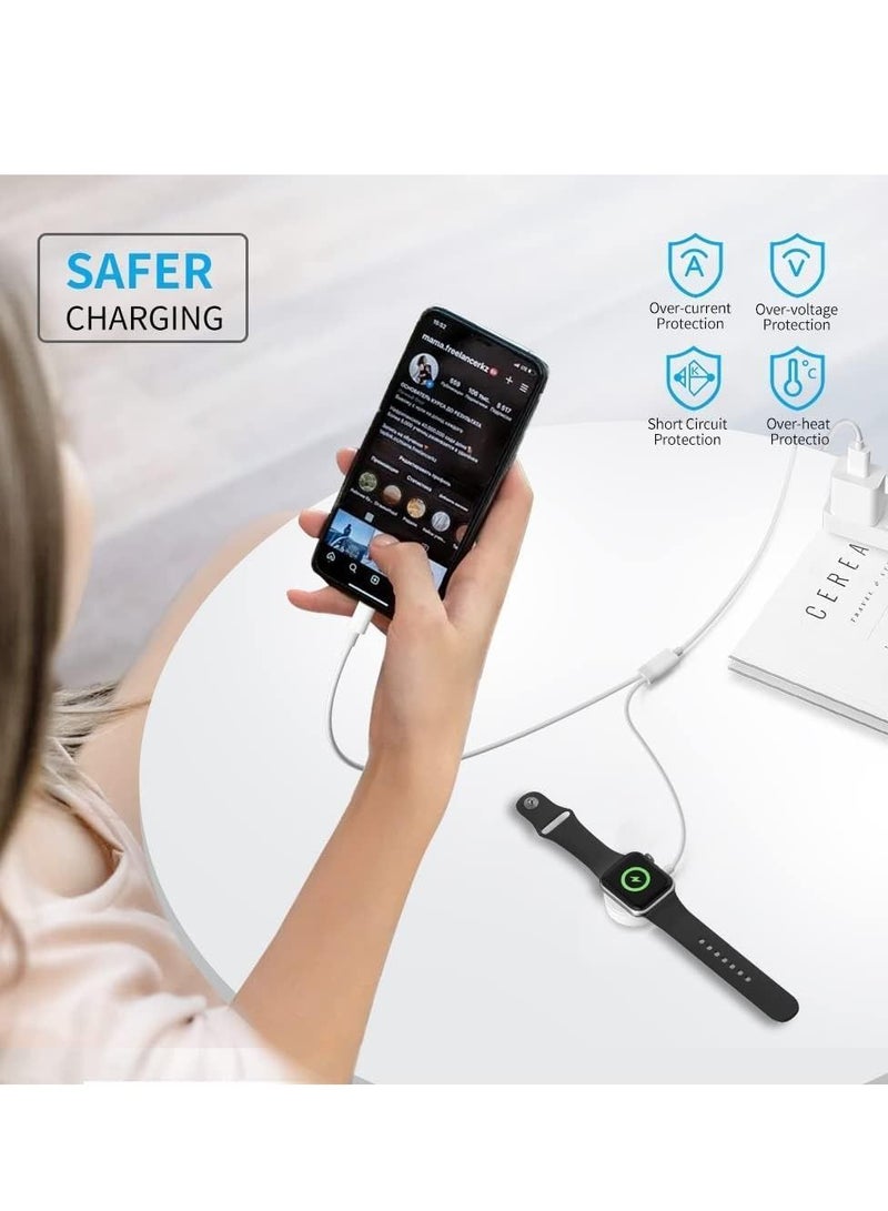 USB C Watch Charger, Magnetic Charging Cable, 4.9 ft/2m, 2 in 1 iPhone Charger for Apple Series SE/8/7/6/5/4/3/2/1 14/13/12/11 Pro/Pro Max/XS Max/XS/XR