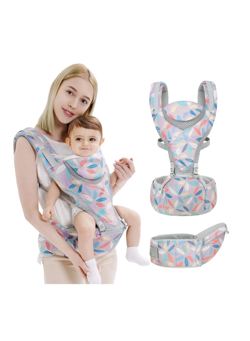 6-in-1 Newborn Baby Carrier, Infant with Hip Seat, Lumbar Front and Back Backpack Carry Holder for Babies Girls & Toddler Boys to 7-45lbs, All Seasons Position