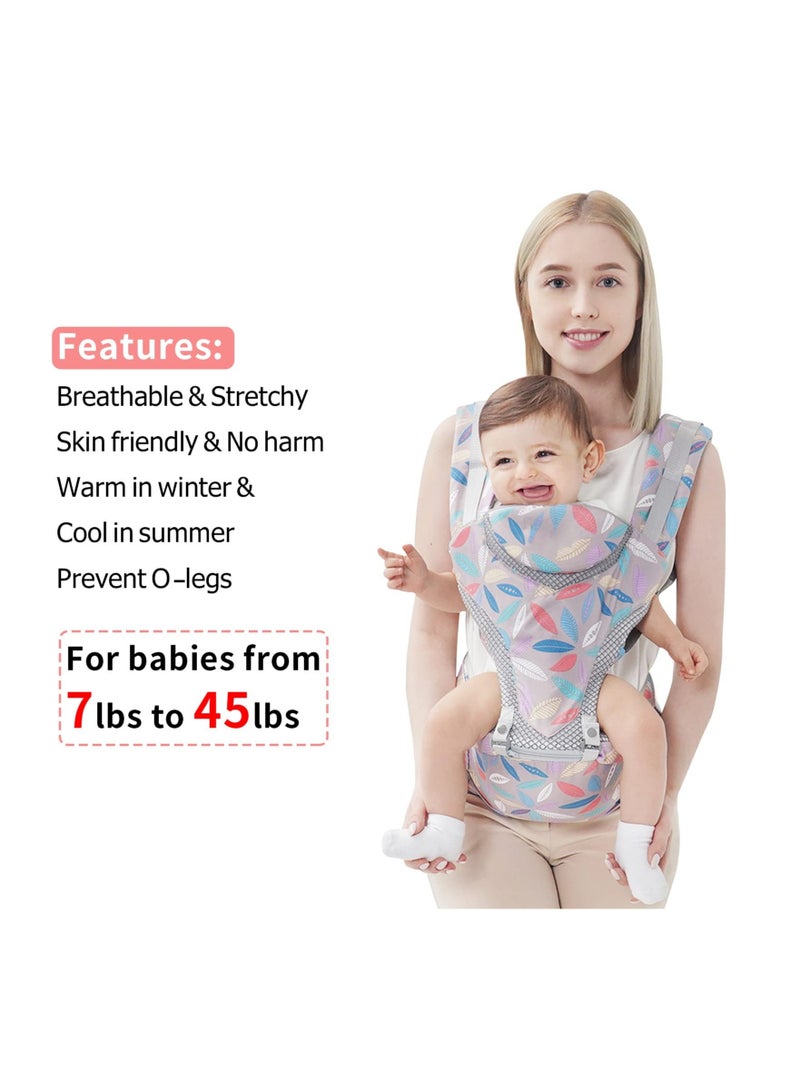 6-in-1 Newborn Baby Carrier, Infant with Hip Seat, Lumbar Front and Back Backpack Carry Holder for Babies Girls & Toddler Boys to 7-45lbs, All Seasons Position