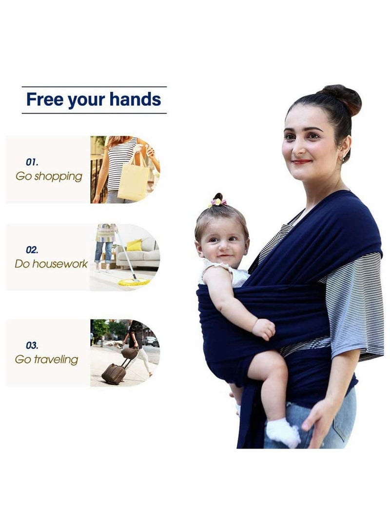 Wrap Baby Carrier Original Stretchy Infant Sling Perfect for Newborn Babies and Children up Hands Free Blue