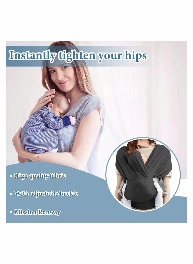 Baby Wrap Carrier Slings, Adjustable Newborn to Toddler Original Stretchy Infant Sling, Perfect for Babies and Children up 35 lbs (Dark Grey)