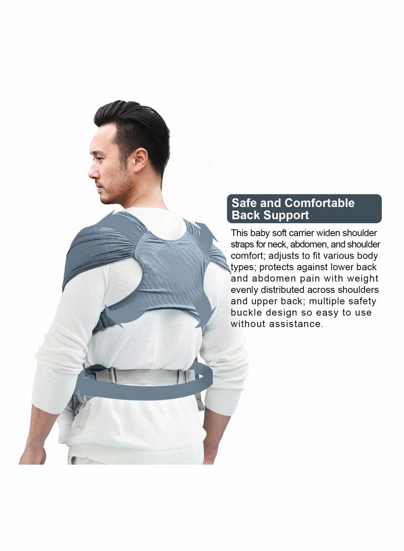 Baby Wrap Carrier Slings, Adjustable Newborn to Toddler Original Stretchy Infant Sling, Perfect for Babies and Children up 35 lbs (New Gray)