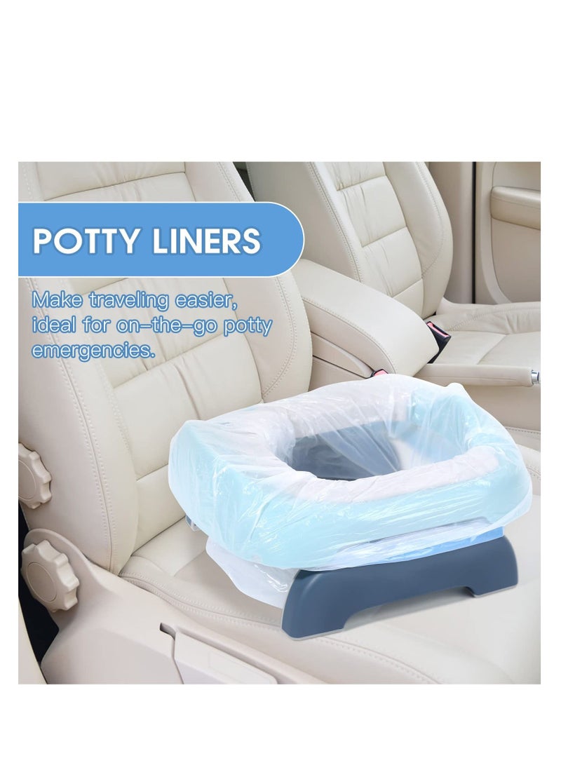 90Pcs Portable Potty Chair Liners with Drawstring Bags Disposable, Travel Universal Toilet Seat Cleaning Bag for Kids Toddlers Outdoors Blue