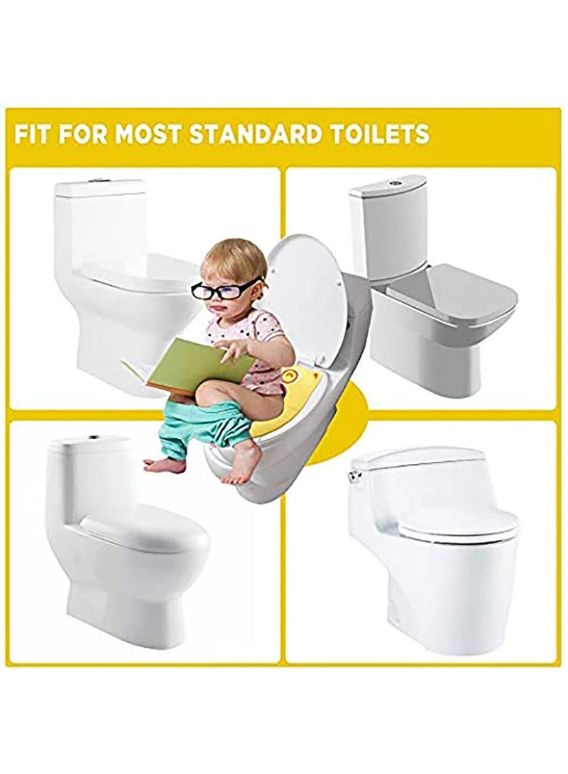 Toilet Potty Training Seat Cover, Travel Seat, Folding Non Slip Silicone Pads, Portable Reusable Kids Toddlers Boys Girls, Carry Bag (Yellow)