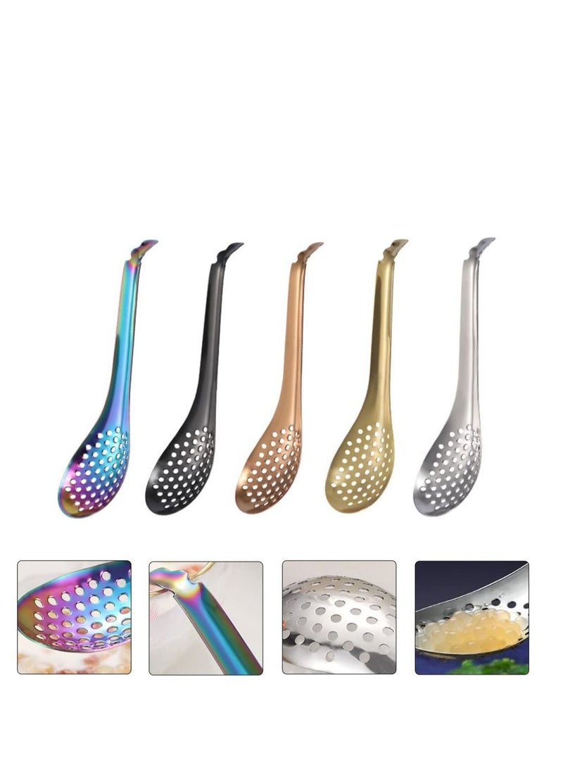 5pcs Spherification Spoons Stainless Steel Sauce Caviar Spoon Eggs Strainer Molecular Slotted Portable Builder for Kitchen
