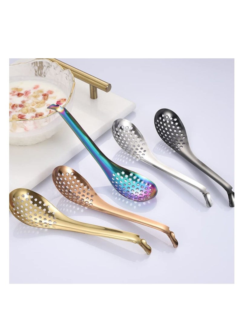 5pcs Spherification Spoons Stainless Steel Sauce Caviar Spoon Eggs Strainer Molecular Slotted Portable Builder for Kitchen
