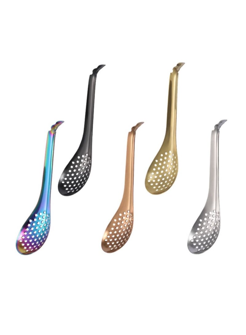 5pcs Spherification Spoons Stainless Steel Sauce Caviar Spoon Eggs Strainer Molecular Slotted Portable Builder for Kitchen