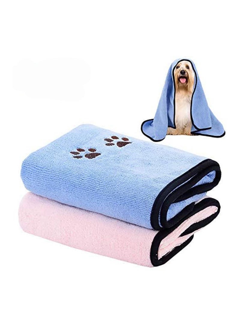 2 Pcs Towel Microfiber Quick Drying Bath Towels Large for Dogs and Puppys Super Absorbent Doggy Microfibre