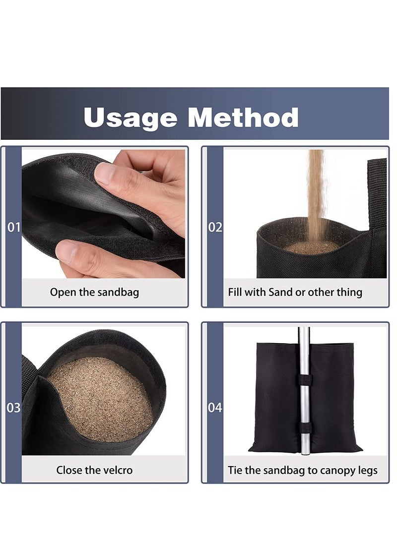 Canopy Weights Set of 4, Sand Bags for Legs, Tent Heavy Duty Gazebo Sandbags Patio Umbrella Base, Outdoor Pop Up Tent, Sun Shelter, Pool Ladder