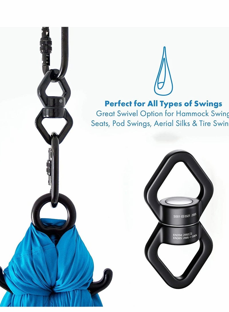 Swing Swivel 30 KN 6744lbs Rated Breaking Point Safest Rotational Device Hanging Accessory for Web Tree Swing, Aerial Dance, Spinner Hanger, Rock Climbing, Hammocks