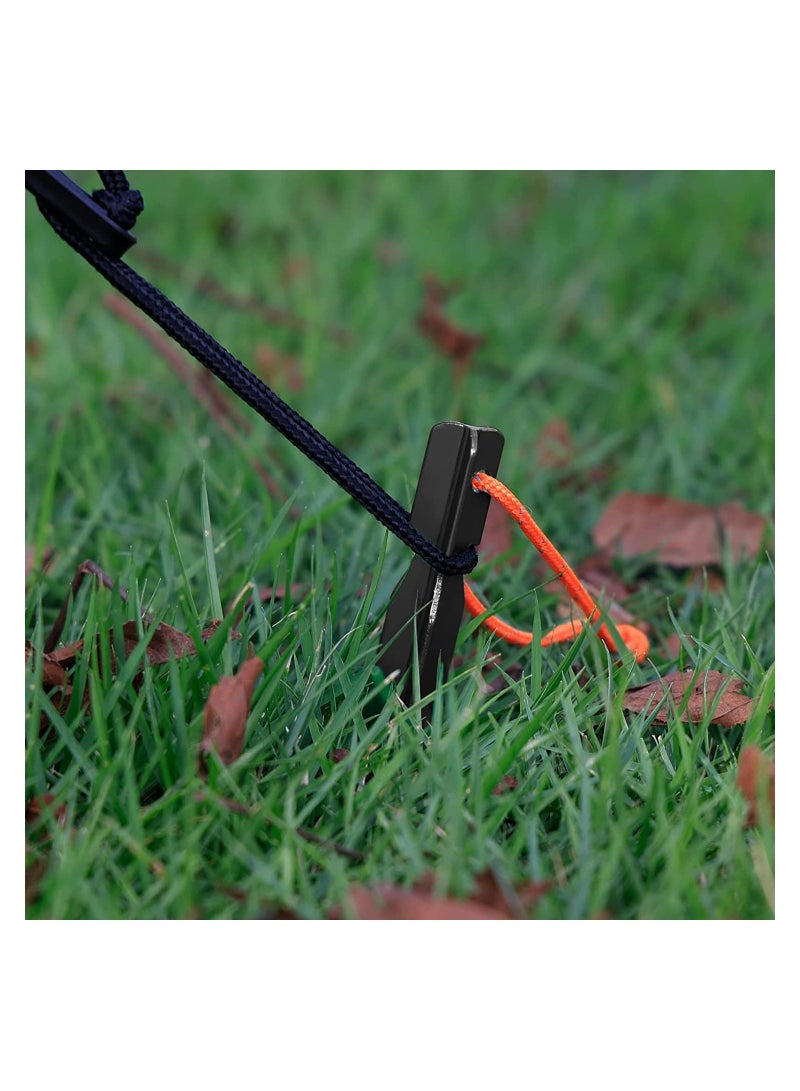 SYOSI Aluminium Tent Stakes, Heavy Duty Outdoor Ground Pegs, Lightweight Durable and Safe Metal Camping Set of 16PCS, Black