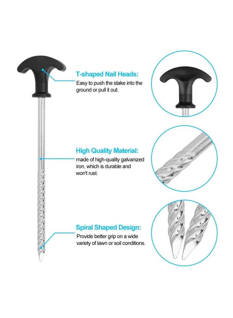 Tent Peg Stakes, 12 Pcs Pegs Galvanized Non-Rust, Accessories Stakes Camping Robust, for Trip, Hiking, Gardening, Outside Decorations