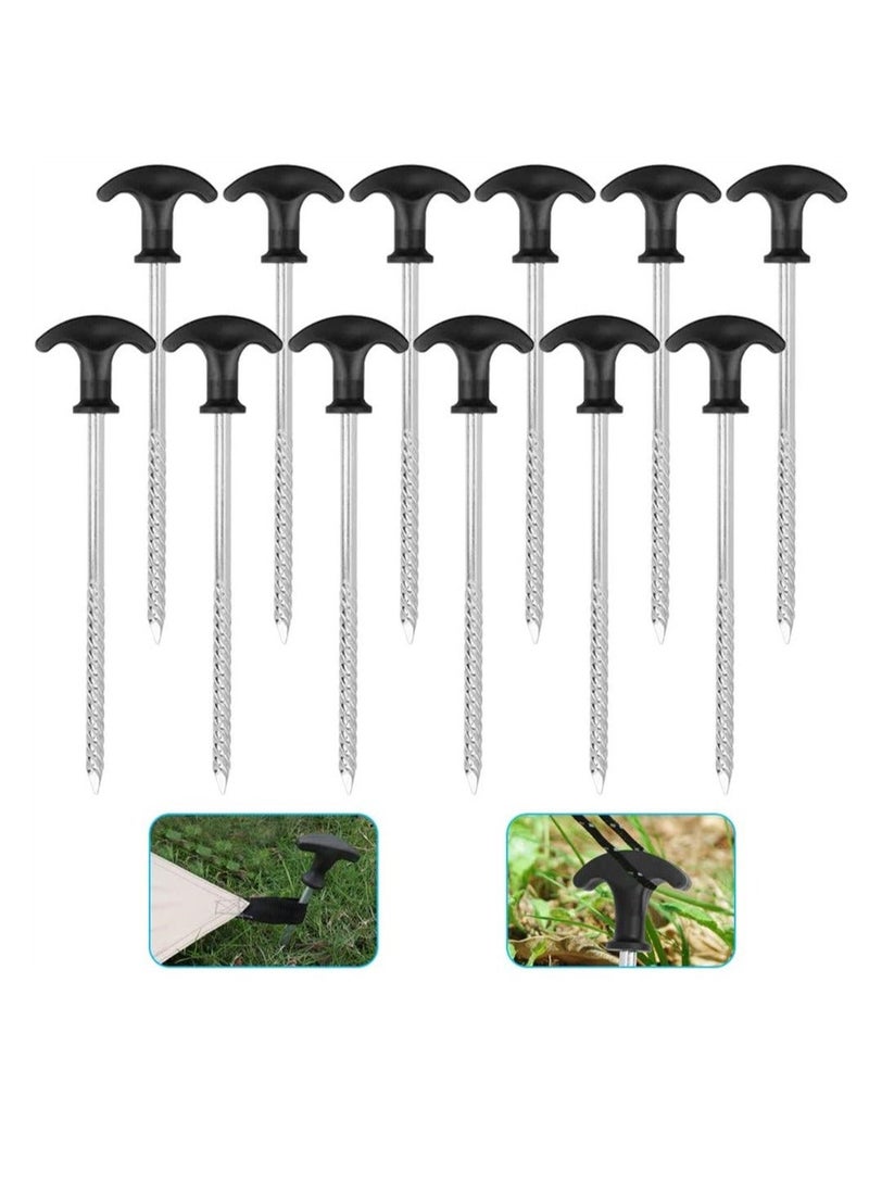 Tent Peg Stakes, 12 Pcs Pegs Galvanized Non-Rust, Accessories Stakes Camping Robust, for Trip, Hiking, Gardening, Outside Decorations