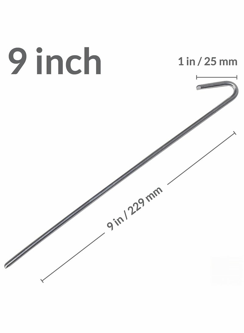 Stakes, Gound Pegs, Garden Tent Metal Edging Fence Hooks Decoration 9 inches Long, 10 Pack