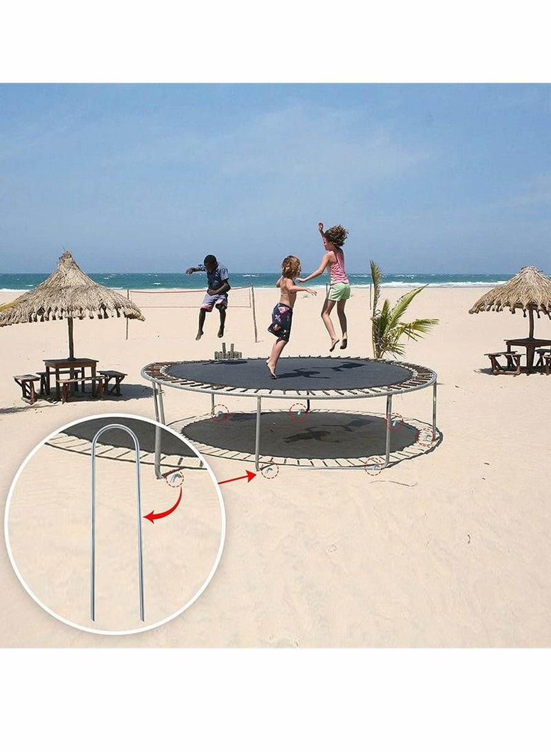 Heavy-Duty Wind Stakes, for Trampolines and Tents, 11-inch Heavy Duty Safe Ground Anchor Galvanized Steel U-Shaped Durable Windproof