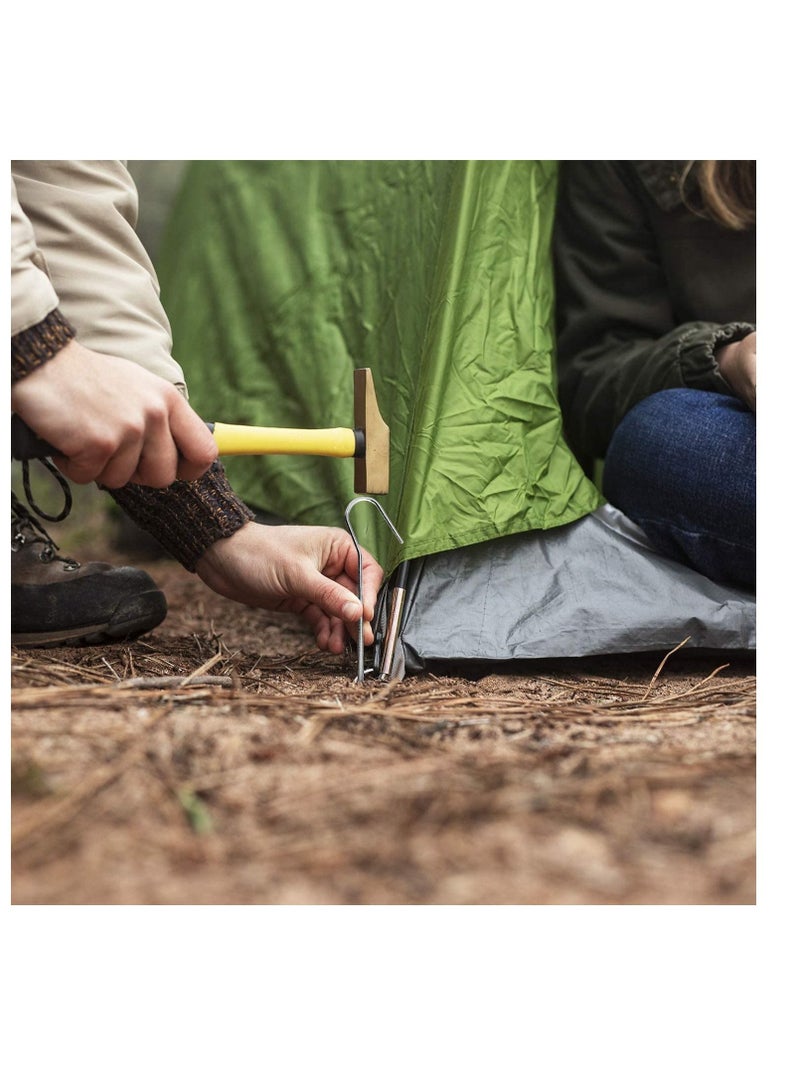 Tent Pegs, Metal Hooks, Steel Camping Nail Stakes Heavy Duty Lightweight Long Pegs for Hard Ground Hiking Traveling Beach and Outdoor 10Pcs