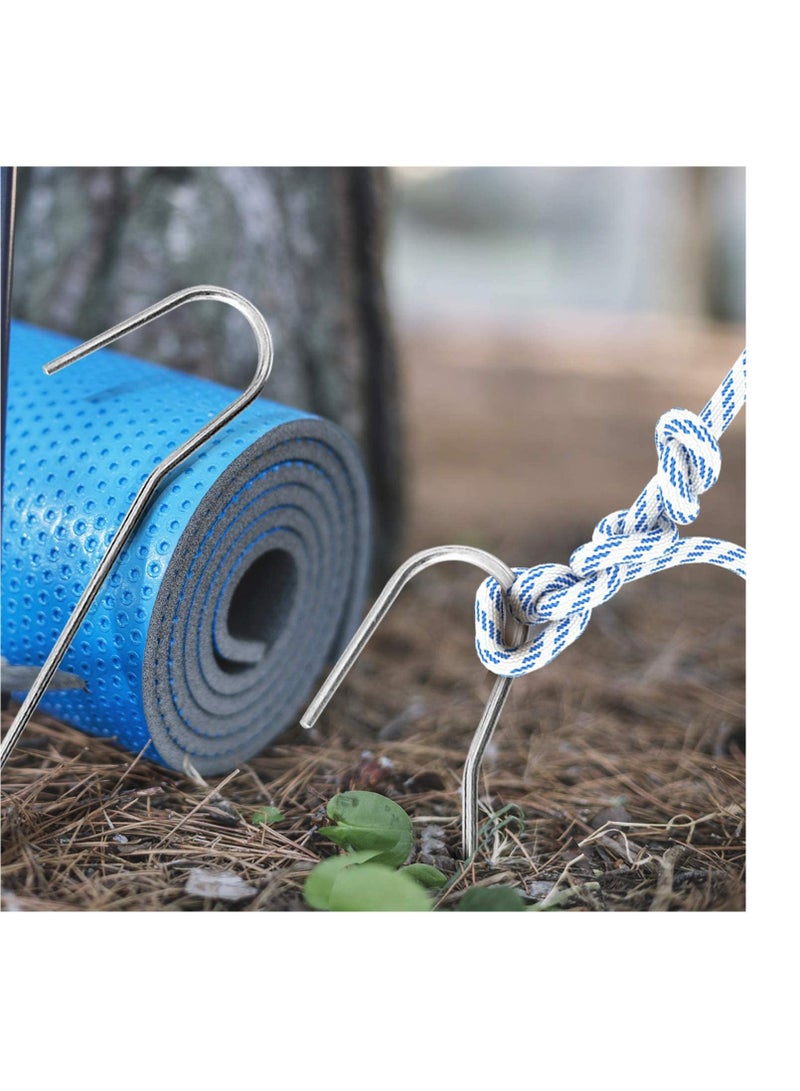 Tent Pegs, Metal Hooks, Steel Camping Nail Stakes Heavy Duty Lightweight Long Pegs for Hard Ground Hiking Traveling Beach and Outdoor 10Pcs