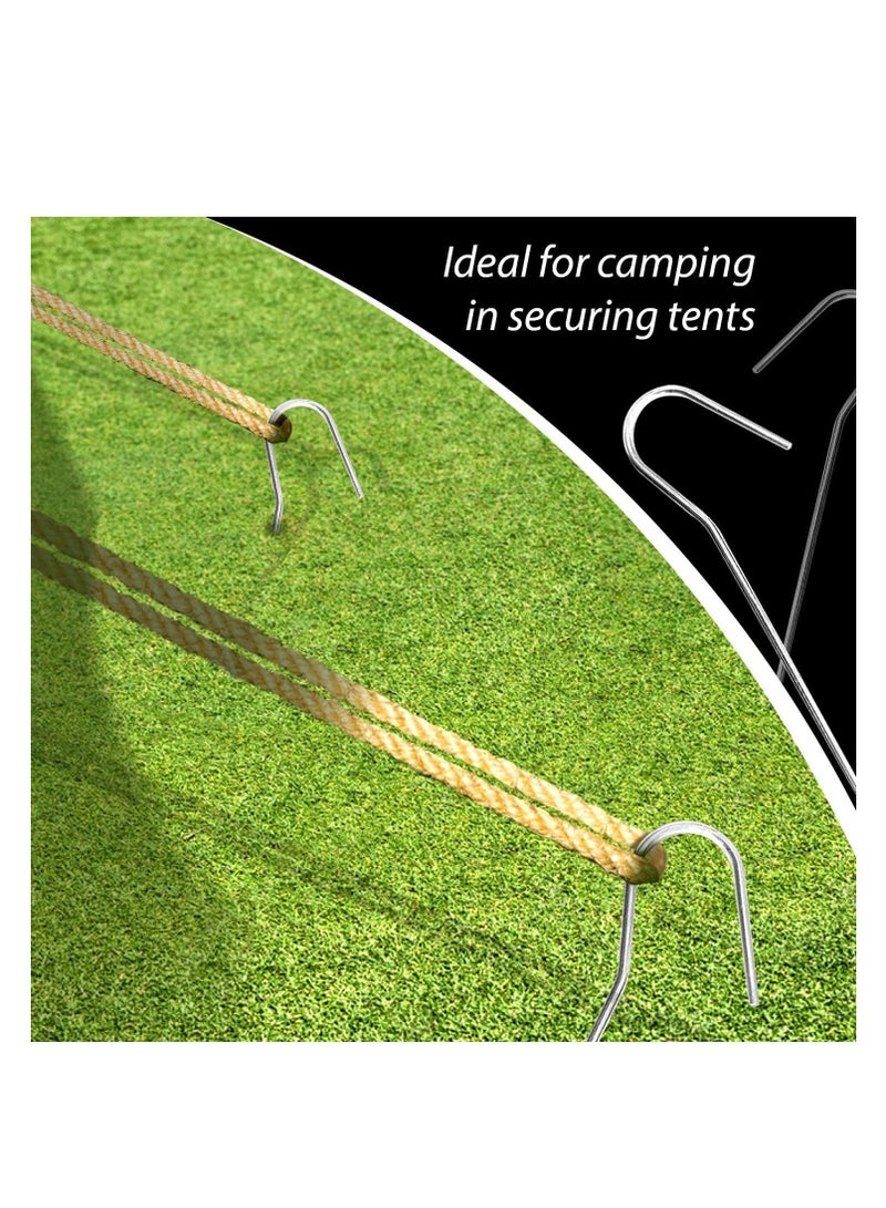 Tent Pegs, Metal Hooks, Steel Camping Nail Stakes Heavy Duty Lightweight Long Pegs for Hard Ground Hiking Traveling Beach and Outdoor 10Pcs