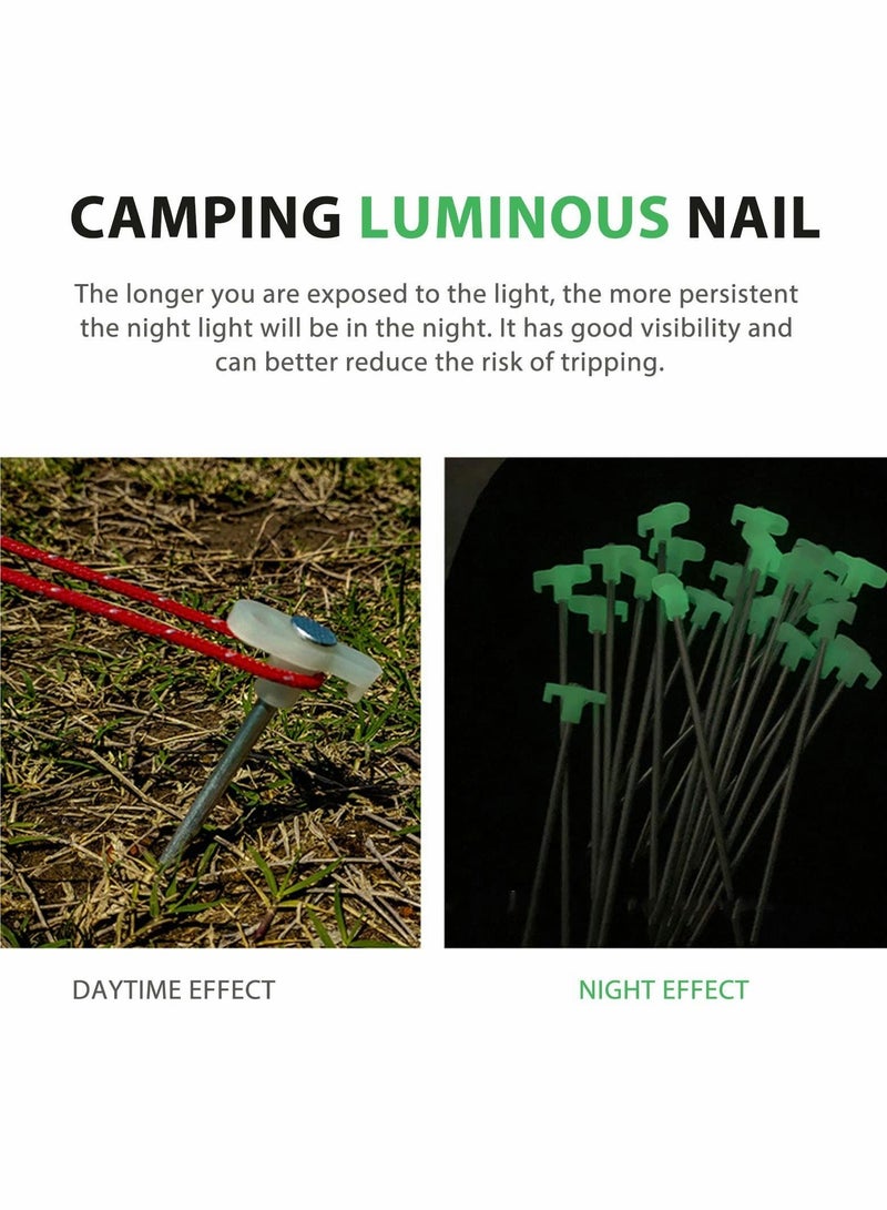 Tent Stakes, 8pc-Pack Galvanized Steel Pop Up Stakes Pegs with Fluorescent Stopper for Pitching Camping Tents Canopy
