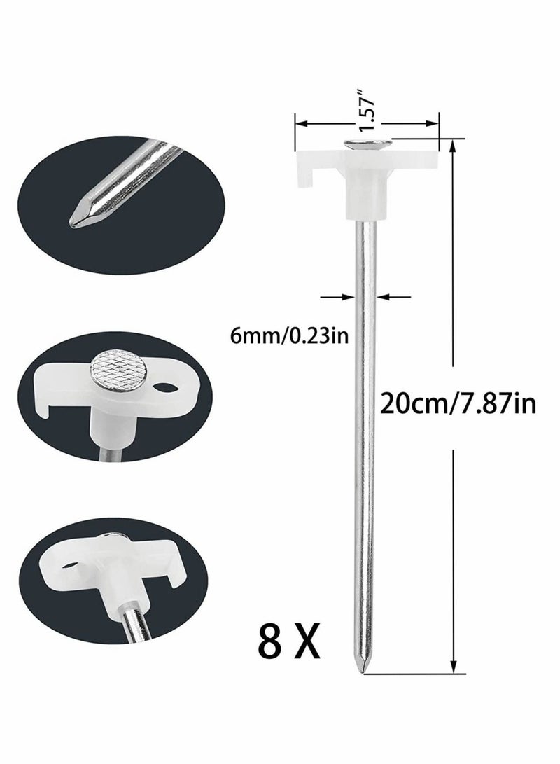 Tent Stakes, 8pc-Pack Galvanized Steel Pop Up Stakes Pegs with Fluorescent Stopper for Pitching Camping Tents Canopy