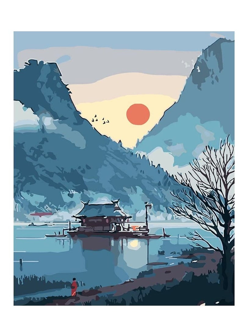 Paint by Numbers Landscape Japanese for Adults Beginner Lake Home Wall Decor Without Frame