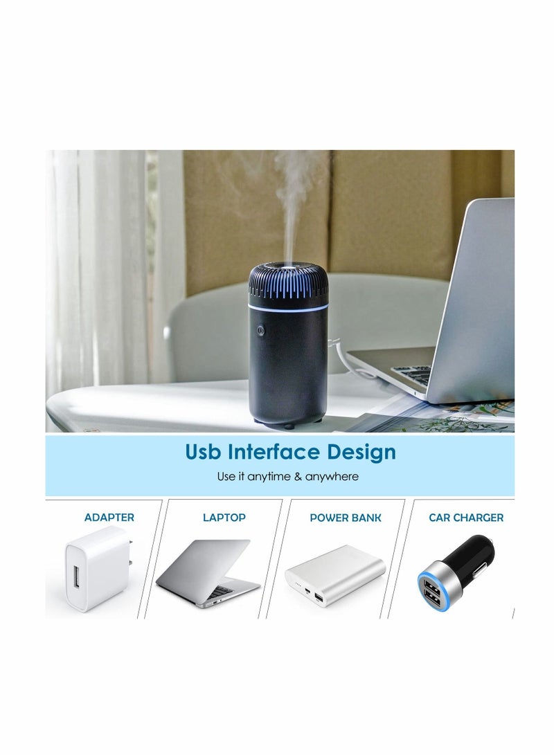 Car Diffuser, Humidifier Aromatherapy Essential Oil Diffuser USB Cool Mist Mini Portable for Home Office Bedroom (Black)