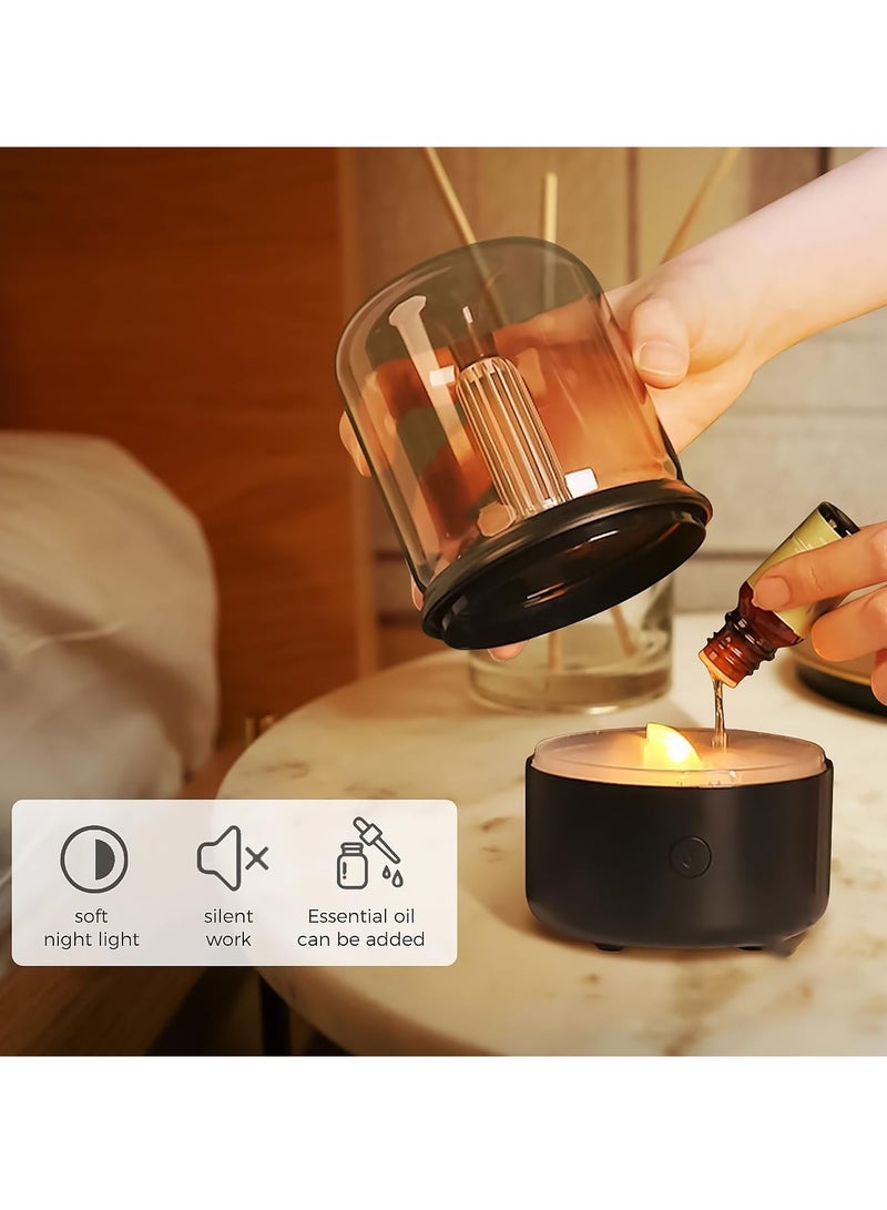 Essential Oil Diffuser, Ultrasonic, Simulated Candlelight Lamp, Aromatherapy, Black