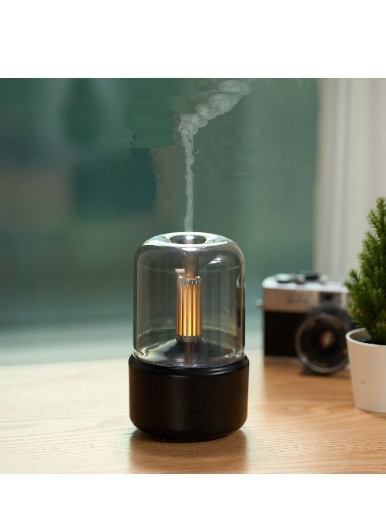 Essential Oil Diffuser, Ultrasonic, Simulated Candlelight Lamp, Aromatherapy, Black