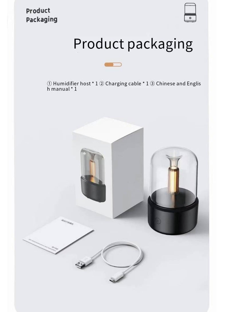 Essential Oil Diffuser, Ultrasonic, Simulated Candlelight Lamp, Aromatherapy, Black