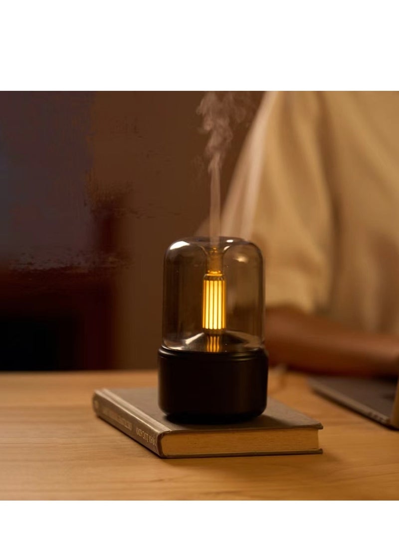 Essential Oil Diffuser, Ultrasonic, Simulated Candlelight Lamp, Aromatherapy, Black