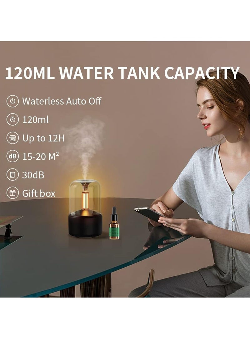 Essential Oil Diffuser, Ultrasonic, Simulated Candlelight Lamp, Aromatherapy, Black