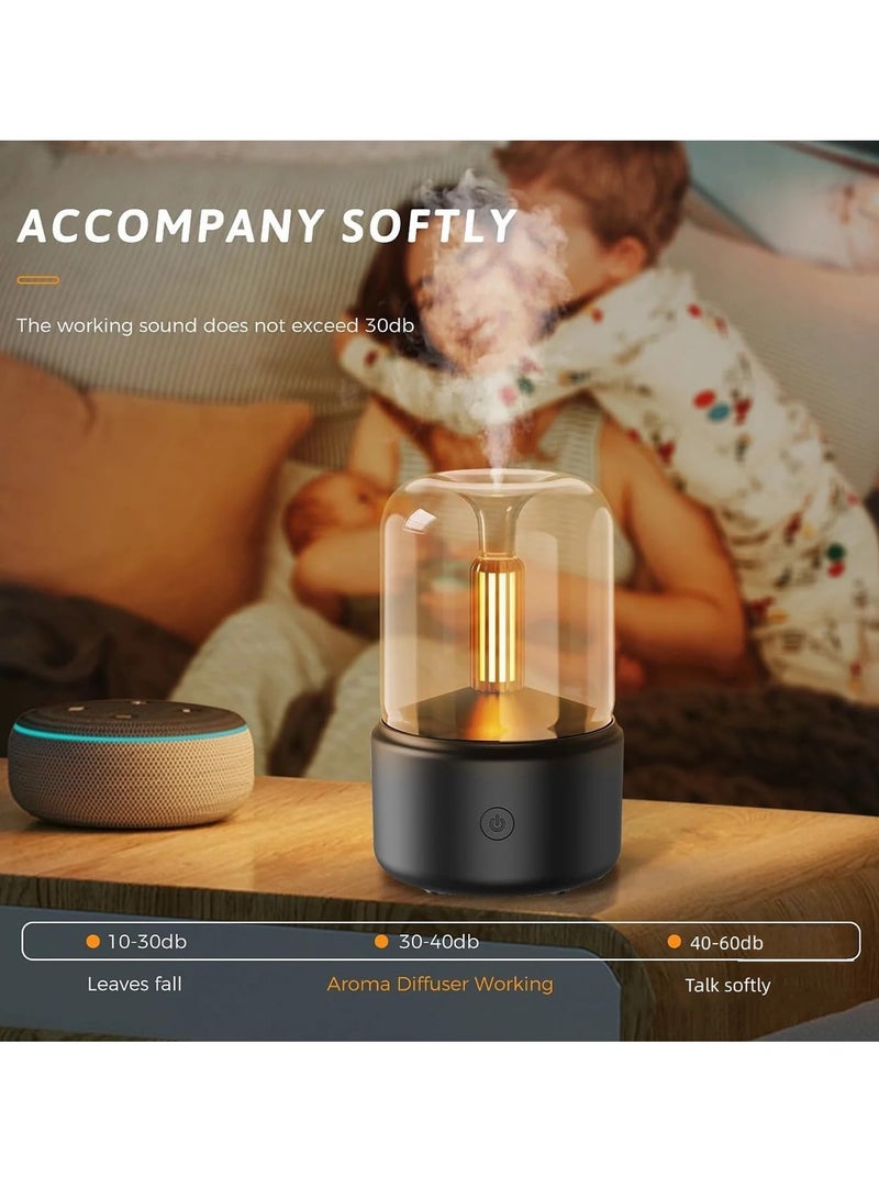 Essential Oil Diffuser, Ultrasonic, Simulated Candlelight Lamp, Aromatherapy, Black