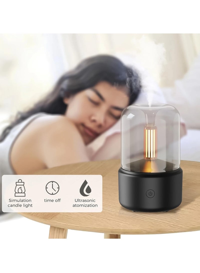 Essential Oil Diffuser, Ultrasonic, Simulated Candlelight Lamp, Aromatherapy, Black