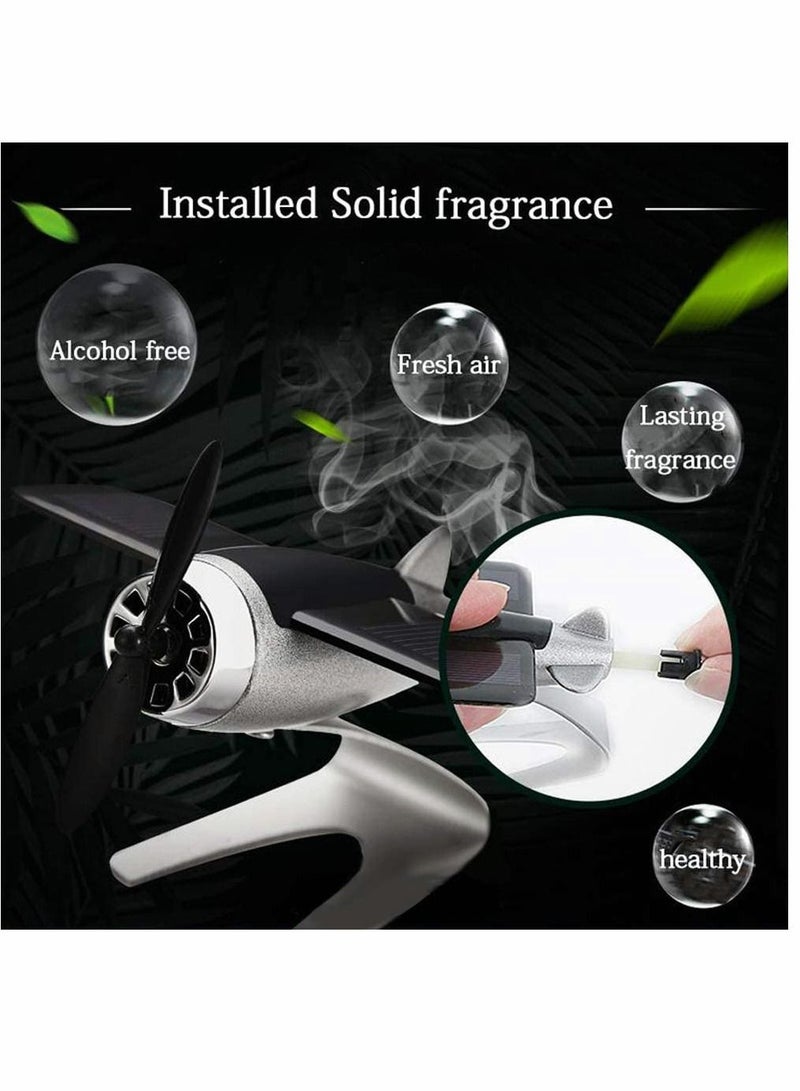 Aircraft Model, Solar Energy Alloy Rotate, Airplane Ornaments, Essential Oil Diffuser, Metal Handicraft, for Car Office Home Decoration (Red)