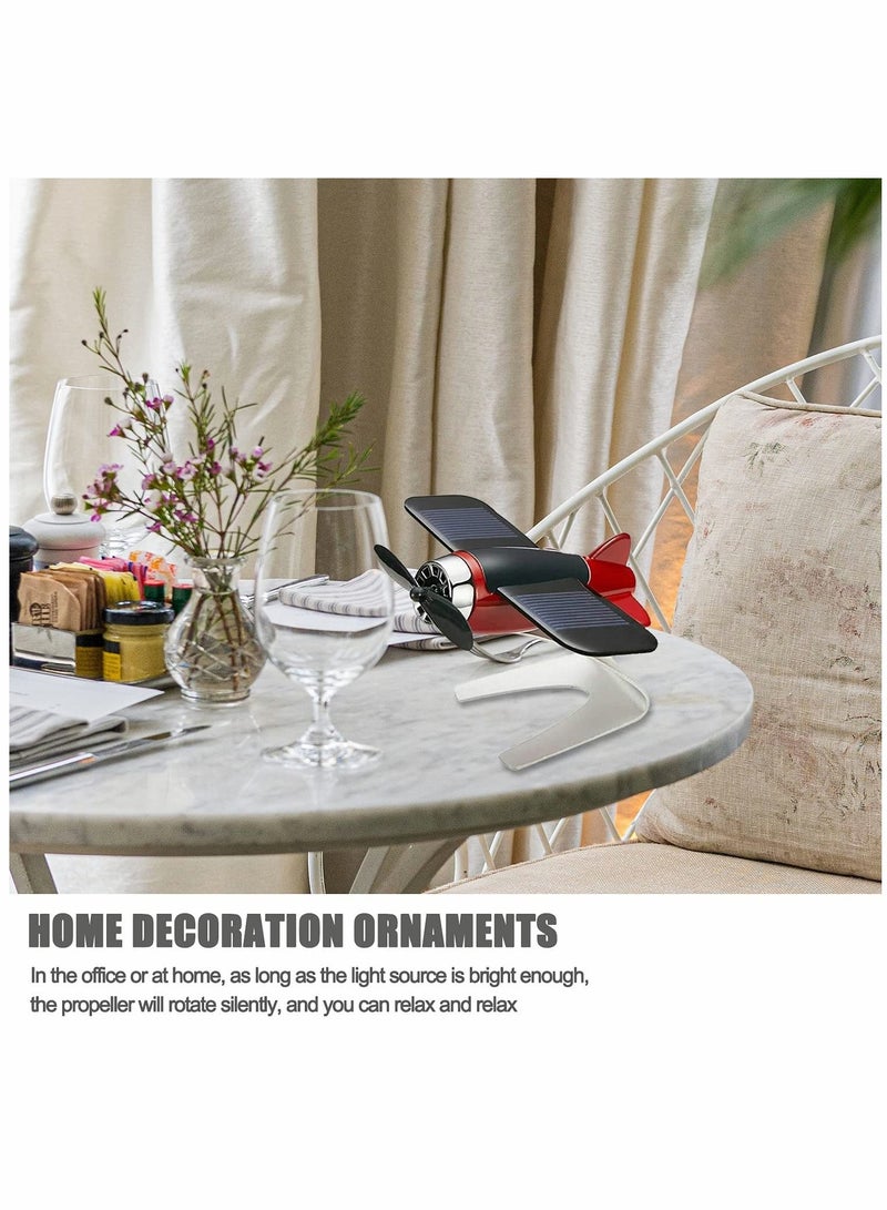 Aircraft Model, Solar Energy Alloy Rotate, Airplane Ornaments, Essential Oil Diffuser, Metal Handicraft, for Car Office Home Decoration (Red)