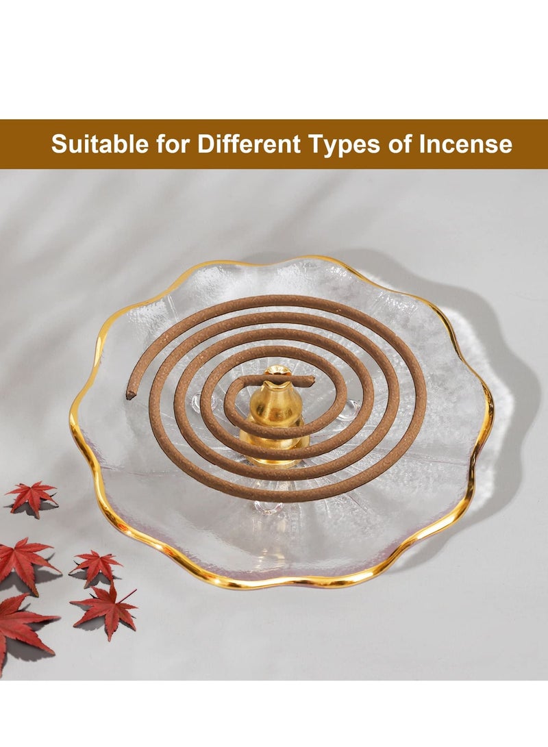 Incense Holder for Sticks Crystal Glass Burner Cherry Blossom Shape Three Different Types of Holes Ideal Meditation and Decoration
