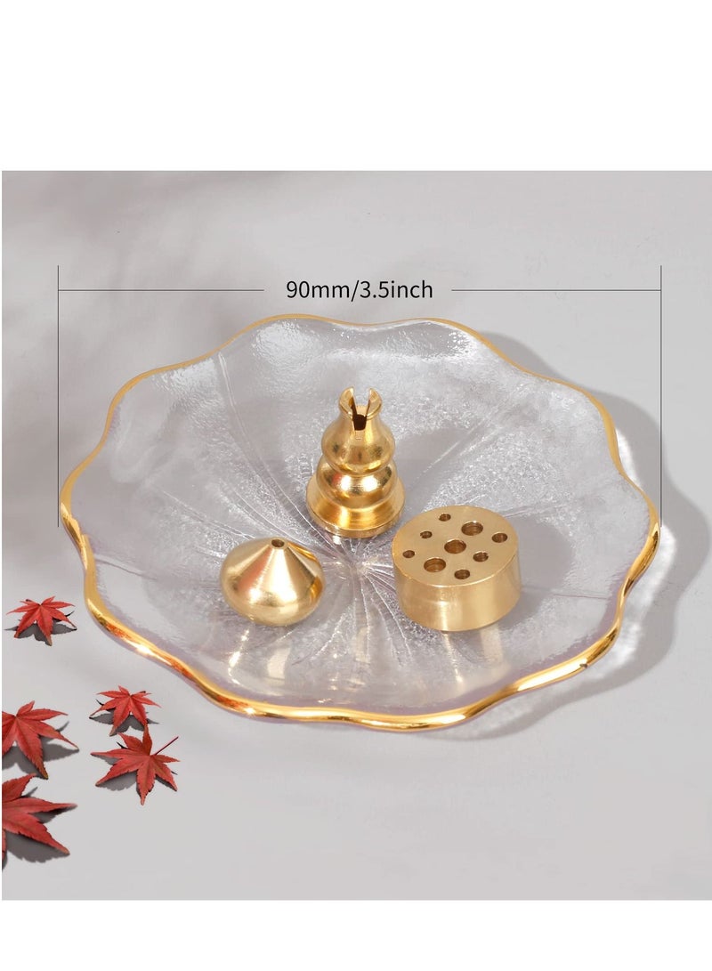 Incense Holder for Sticks Crystal Glass Burner Cherry Blossom Shape Three Different Types of Holes Ideal Meditation and Decoration