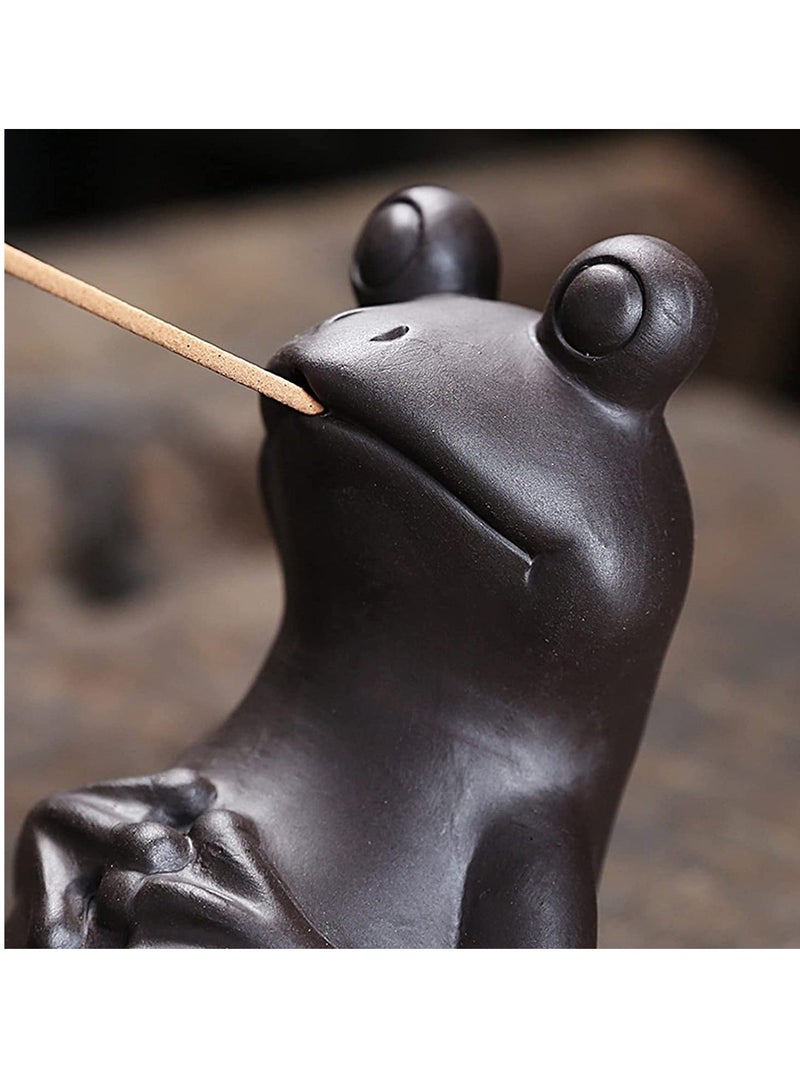 SYOSI Ceramic Incense Holder Made of Frog Shape Vintage Stick Tray Ash Catcher Funny Ornament Yoga Meditation Home Office Decoration