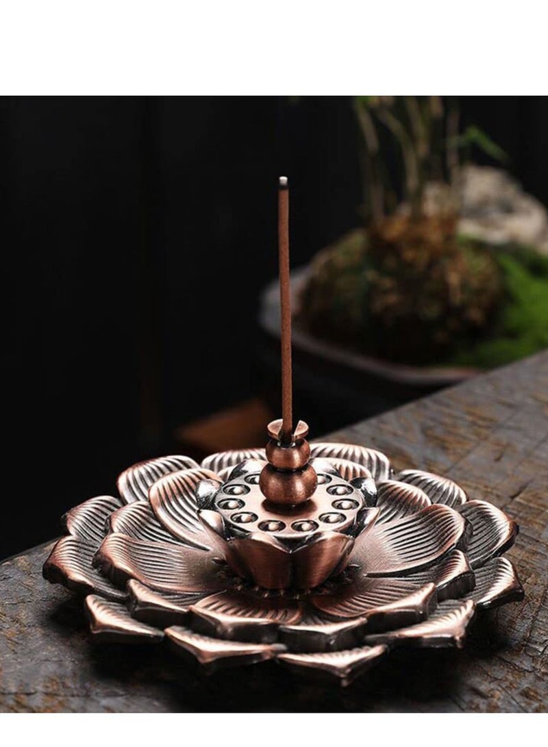Lotus Alloy Metal Incense Burner Holder Censer for Stick Cone Coil Ceramic Handicraft Home Fragrance Accessories