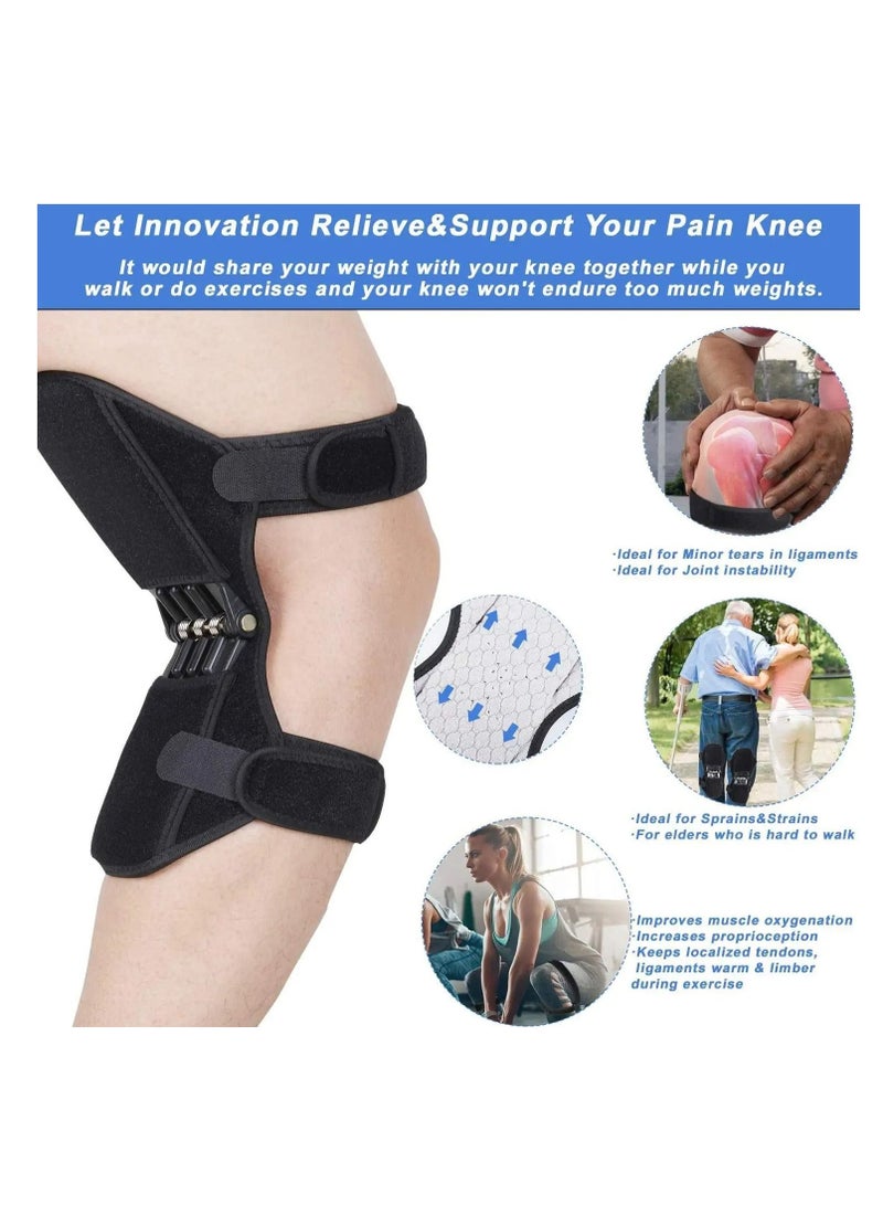 Knee Protection Booster, Joint Support Pads, Power Lift Stabilizer Pads - Powerful Rebound Spring Force Booster Relief Brace for Men Climbing, Squat, Sport