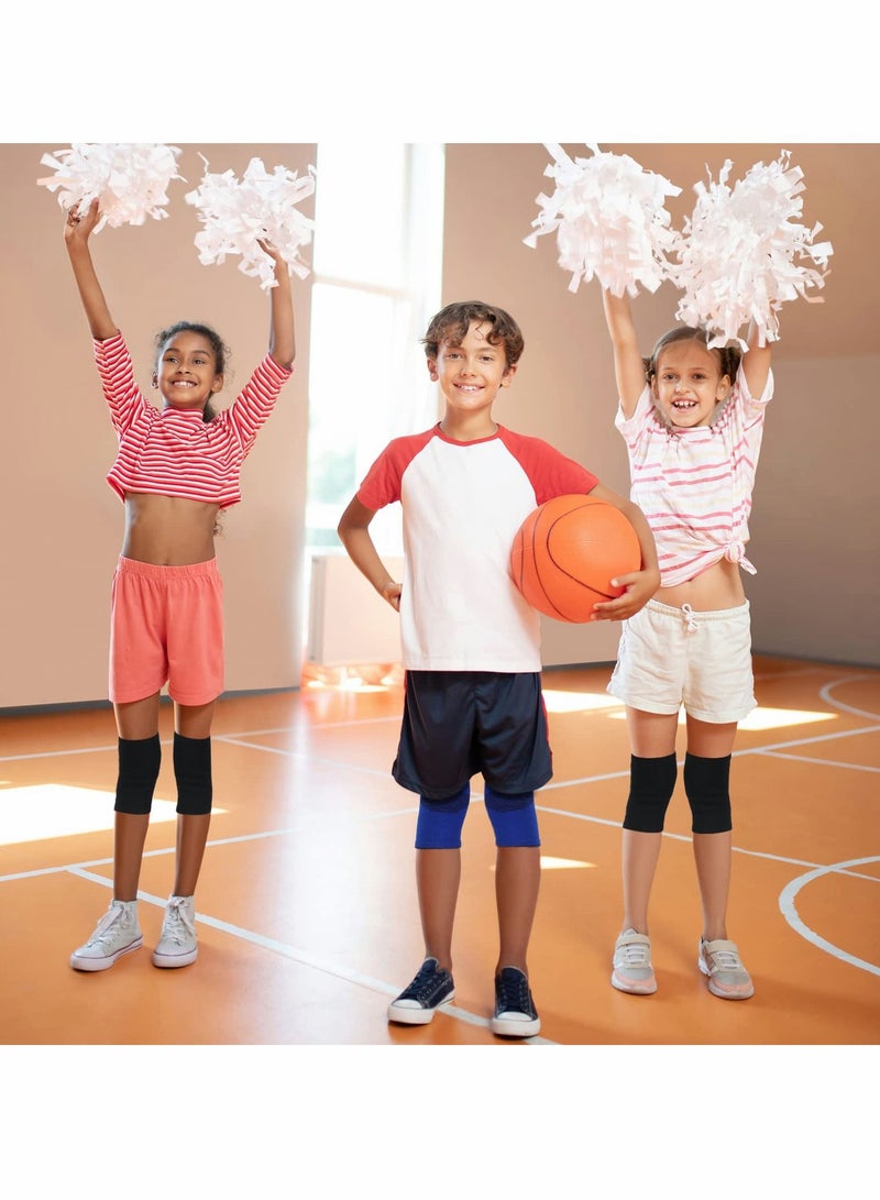 Knee Sleeve for Kids, Brace Support Children, Compression Child Pads Basketball Volleyball Sports Gymnastics Blue and Black 2 Pairs, M