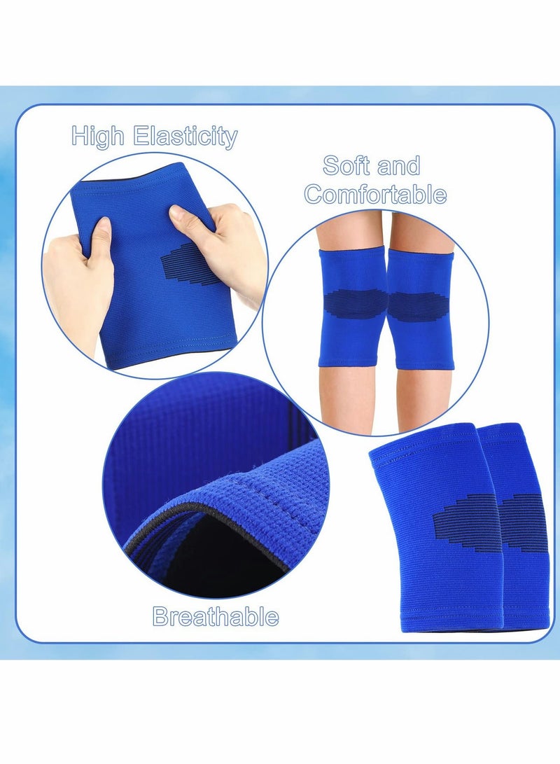 Knee Sleeve for Kids, Brace Support Children, Compression Child Pads Basketball Volleyball Sports Gymnastics Blue and Black 2 Pairs, M