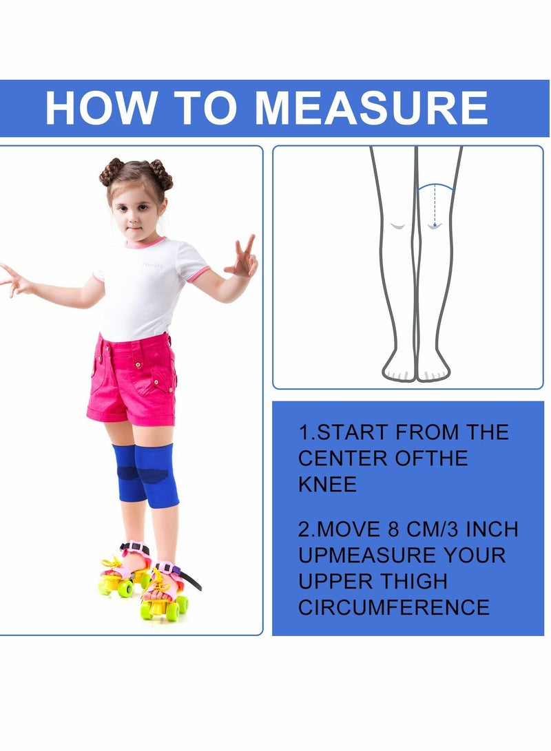 Knee Sleeve for Kids, Brace Support Children, Compression Child Pads Basketball Volleyball Sports Gymnastics Blue and Black 2 Pairs, M