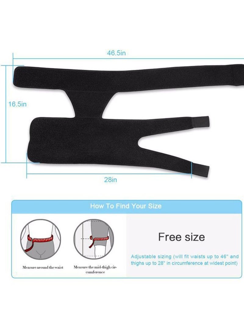 Groin Wrap Black Adjustable Support, for Hip Brace Thigh Support Pain Relief Strain Neoprene